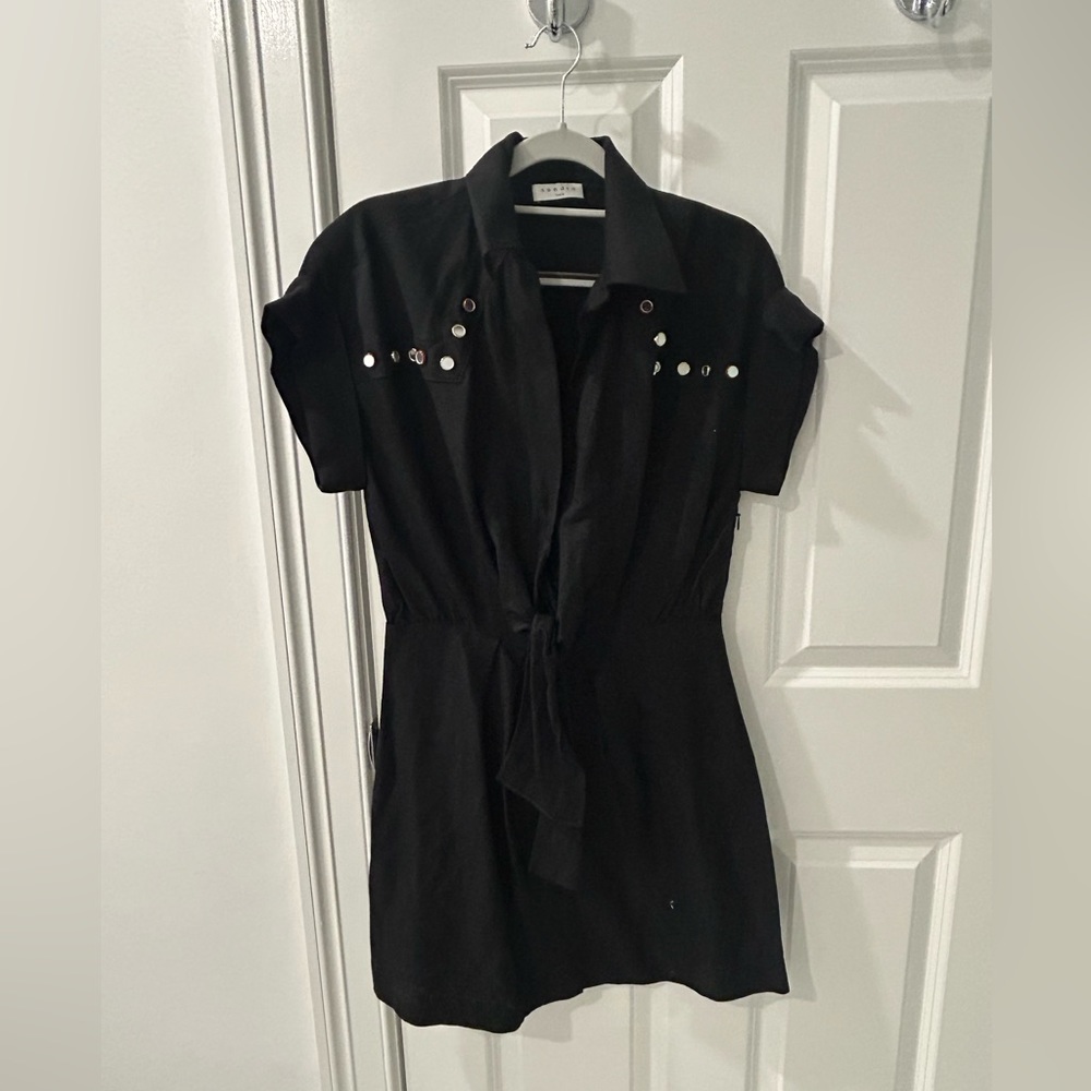Sandro black collared dress